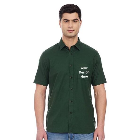 Buy Men Checkered Green Single Cuff | Personalised Half Sleeve Collar Neck | Soft Fabric Shirt