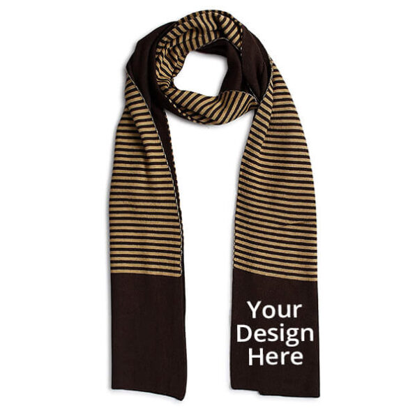 Brown Striped Customized Unisex Muffler (Free Size)