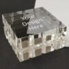 Square Design Engraved Crystal Paperweight