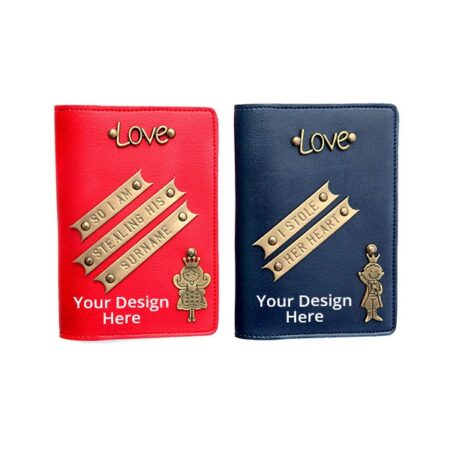 Blue Red Unisex Leather Passport Holder