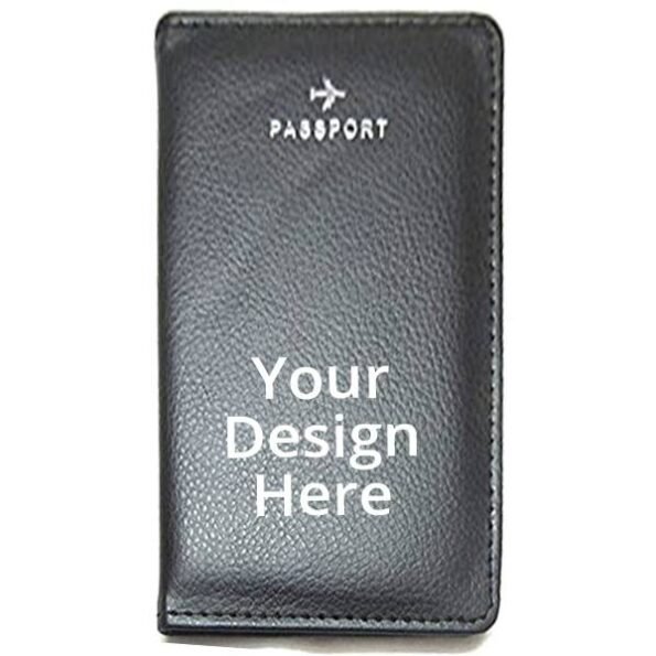 Buy Black Custom Unisex Leather Passport Case | Own Crafted Design Waterproof | Travel Cover For Gift