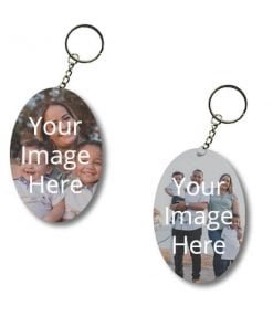 2 Side Oval Shape Photo Printed Keychain