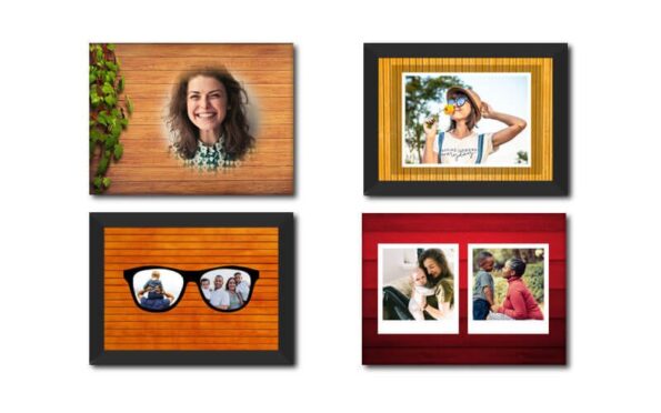 Buy Wood Design Custom Photo Printed Canvas | Own Wall Art Rectangle Paper Frames | Gift For Loves Ones