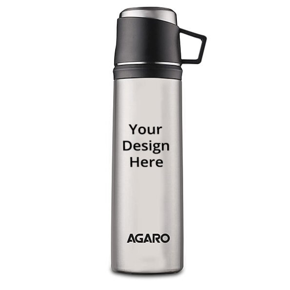 Buy Black Customized Stainless Steel Vacuum Flask, Dual Insulation with Copper Coating, Leak and Rust Proof (800 ml)