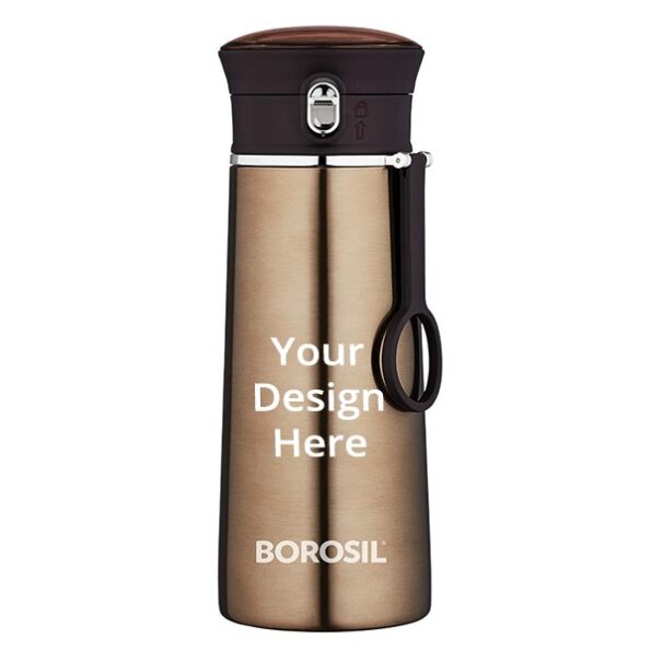 Buy Brown Customized Borosil Stainless Steel Vacuum Insulated Flask Water Bottle, 420 ML