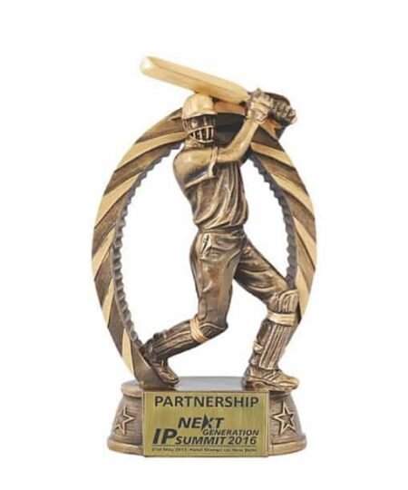 Cricket Best Batsman Wooden Base Gold Cup