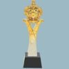 Double Tone Crown Gold Wooden Base Trophies
