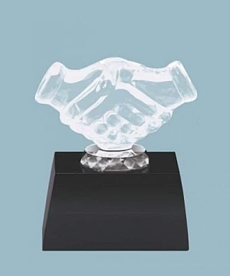 Acrylic Transparent Hand Shake Trophies Cup