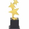 3 Gold Metal Star Wooden Base Trophies Cup