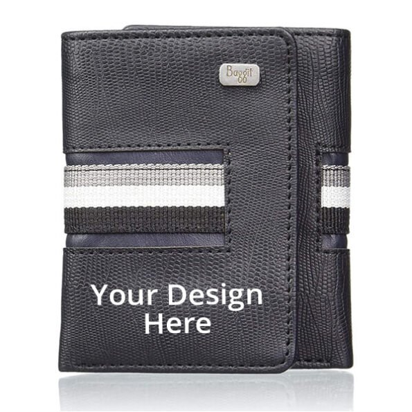 Buy Black Baggit Faux Artificial Charm Wallet | Own Name Photo D RFID | Genuine Leather Wallet For Men