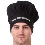 Buy Black Custom Men Chef Hat | Solid Fabric Printed Adjustable | Cap For Home A Hotel