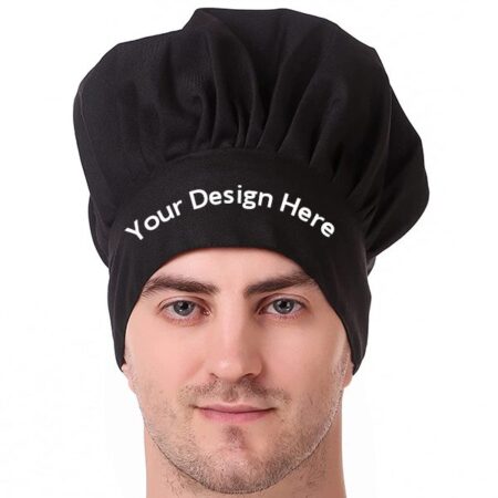 Fabric Adjustable Black Custom Men Chef Hat