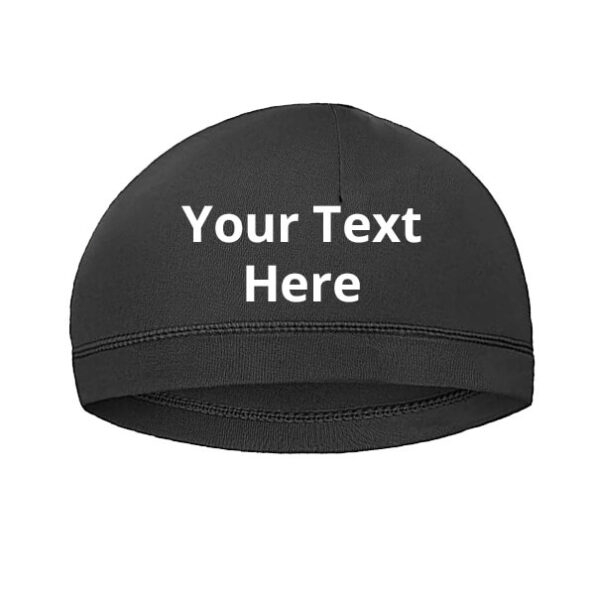 Buy Black Custom Name Skull Cap | Printed And Embroidery Design | Adjustable Cotton Liner Hat For Unisex