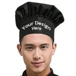 Solid Fabric Black Custom Men 2 Cooking Hat