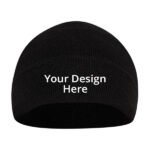 Buy Black Custom Woolen Winter Skull Cap | Printed And Embroidery Design | Adjustable Fit For Unisex