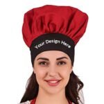 Buy Black Custom Free Size Women Chef Hat | Solid Fabric Printed Adjustable | Cap For Home A Hotel