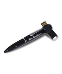 Custom Black And Silver Metal Logo Printed USB Pen Drive