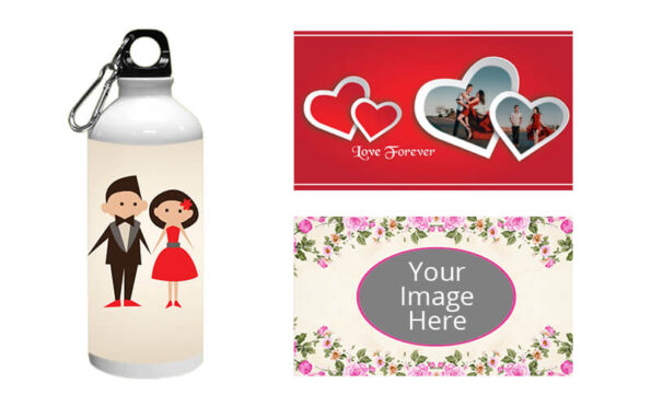 Buy Love D Photo Printed White Sipper Bottle | Custom Stainless Steel Engrave | Vacuum Insulated Fresh Water bottle